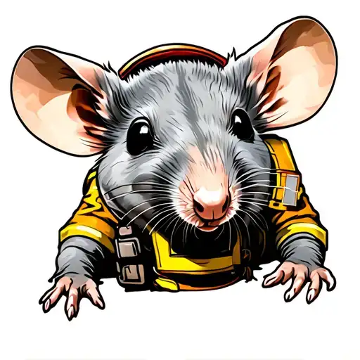 Rat Wearing Firefighter Gear