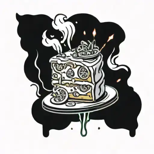 A Pizza-cake With Light Steam Coming Off Of It
