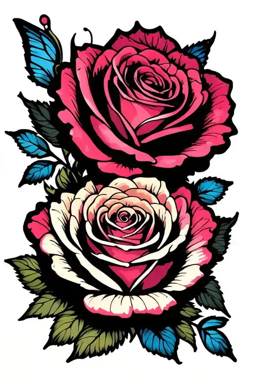 Rose With Semi Colon Butterfly