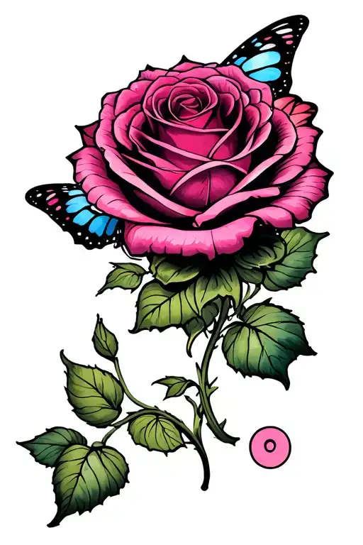Rose With Semi Colon Butterfly