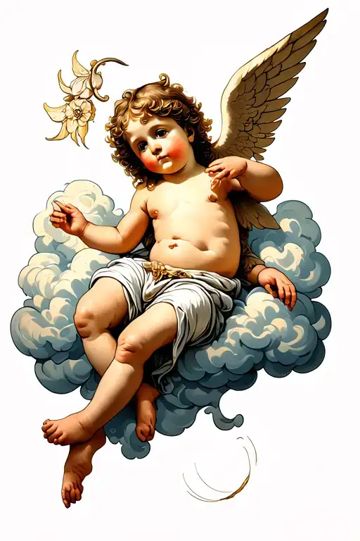 Cherub Lying On A Cloud