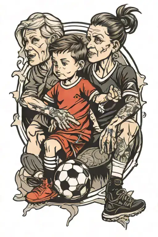 Mother And Son At The Soccer Stadium