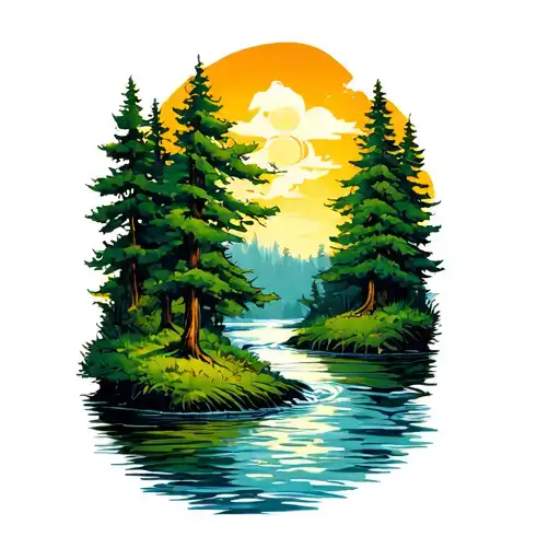 111 With River And Trees