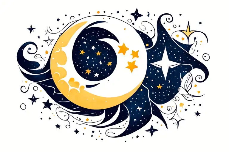 Moon And Stars Abstract Design