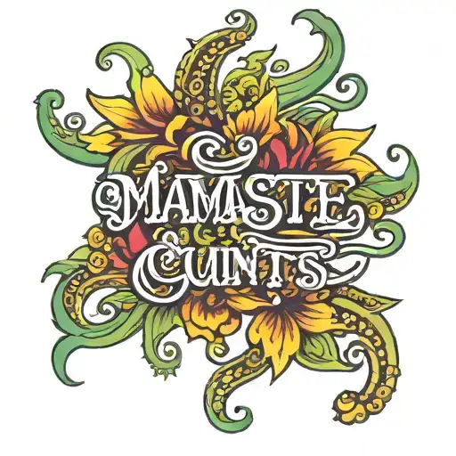 Lower Back Flowing Cursive Text That Says Namaste Cunts