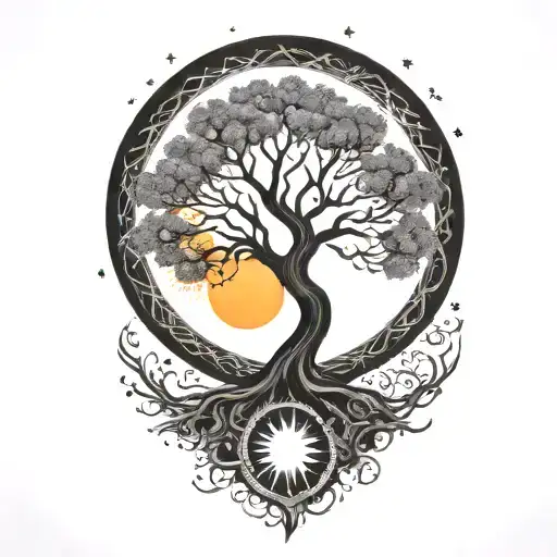 Tree Of Life And Sun And Moon