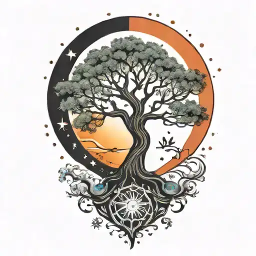 Tree Of Life And Sun And Moon