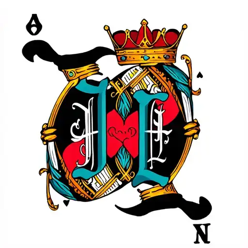 King And Queen Card Featuring Initials J And L Letter