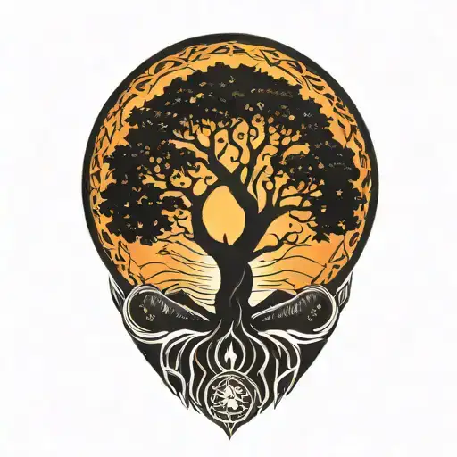 Tree Of Life And Sun And Moon