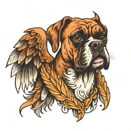 Boxer Dog With Feathered Wings