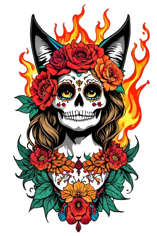 Catrina And Fire Surrounded