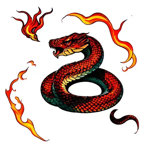 Fire Snake Tattoo Design