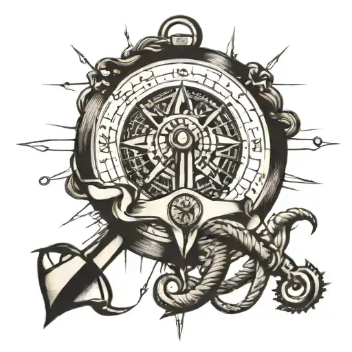 Compass And Anchor With Compass