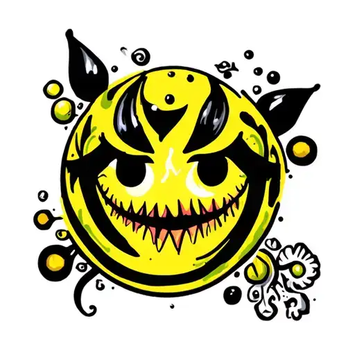 Acid Happy Face Tattoo Design