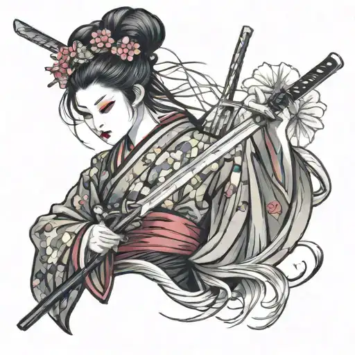 Geisha Holding A Katana