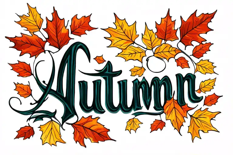 Autumn Name With Leaves Falling
