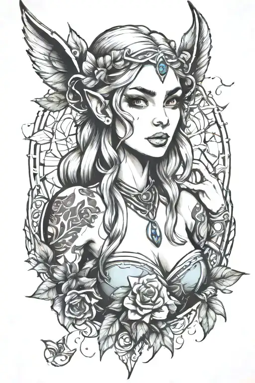 Female Elf Druid Pinup Girl