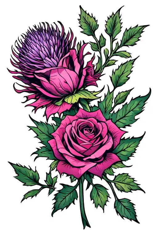 Thistle And Rose Intertwined