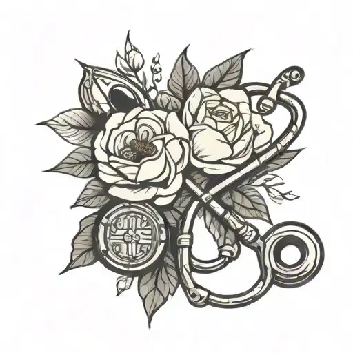 Flowers With A Stethoscope And A Scalpel As A Symbol