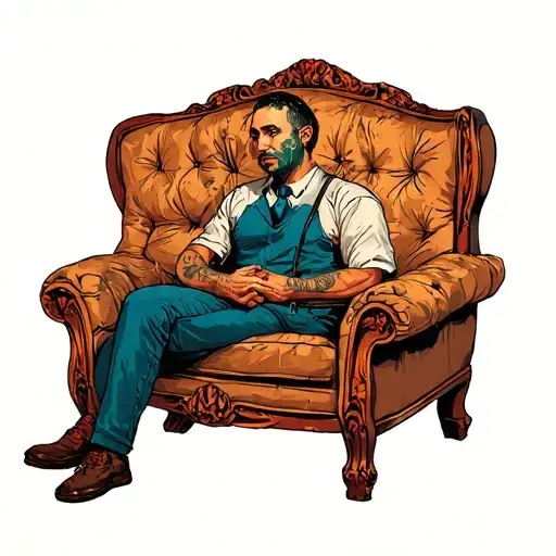 Therapist Sitting Next To A Freudian Couch
