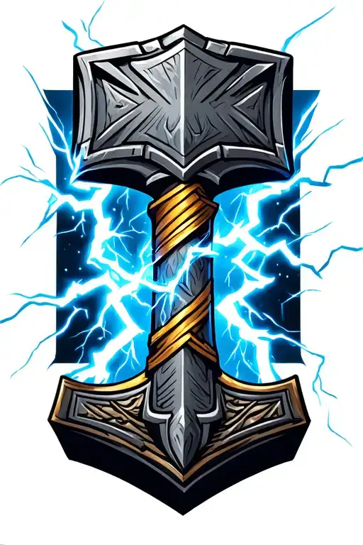 Thors Hammer With Lightning