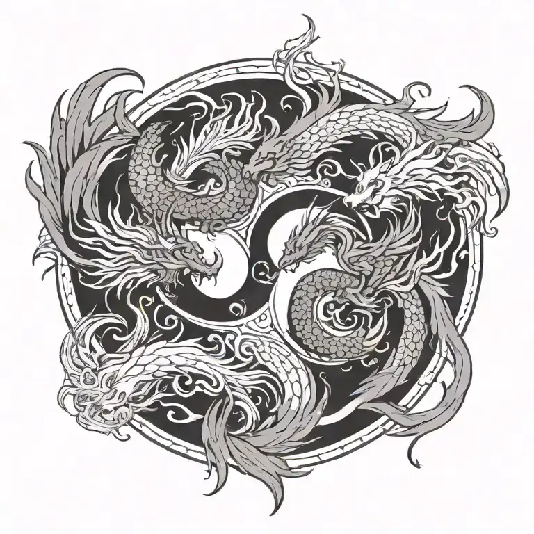 Phoenix Dragon Yin Yang