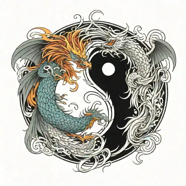 Phoenix Dragon Yin Yang