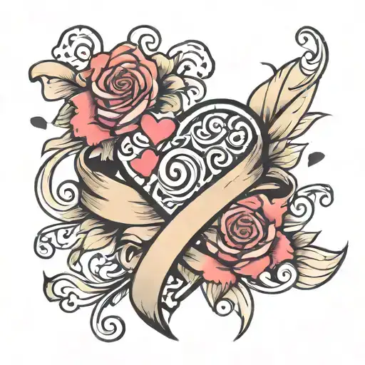 Ribbon & Hearts Surrounded