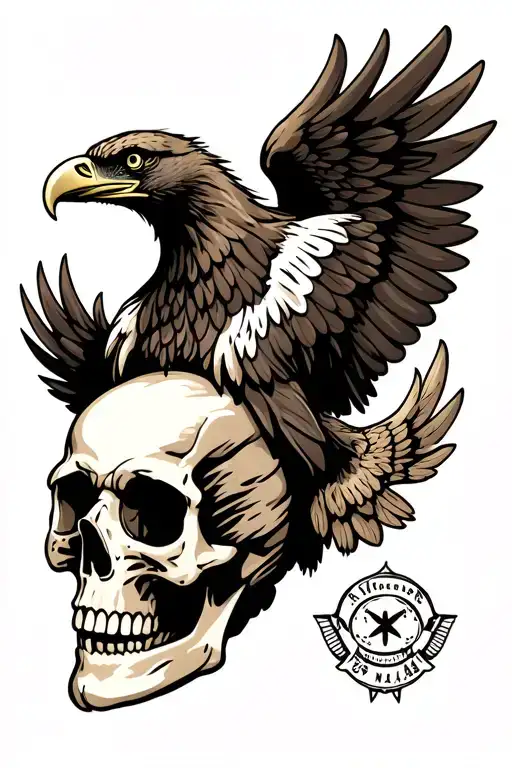 Eagle With Wings Around Skull