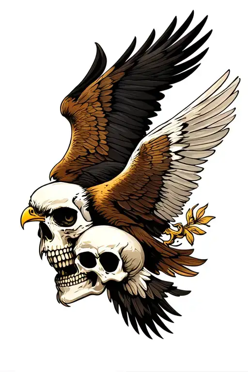 Eagle With Wings Around Skull Surrounded