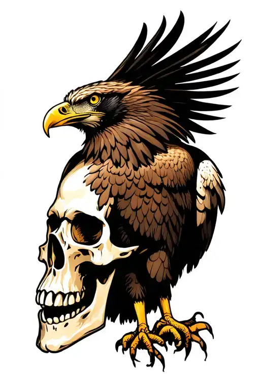Eagle Standing On Skull