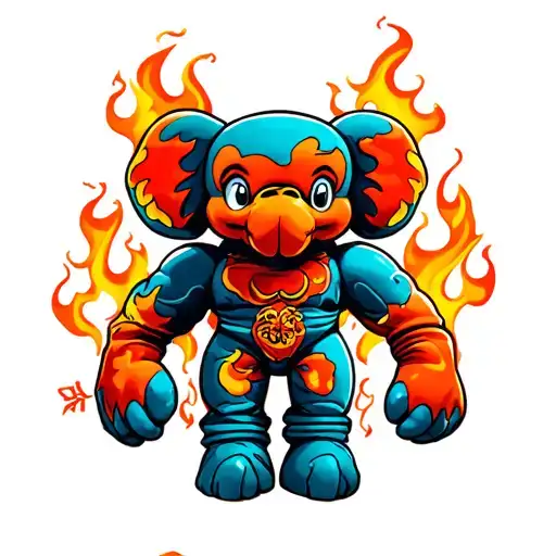 Kaws Figure In Flames