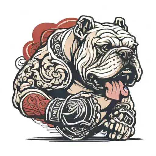 A Fierce Bulldog Wearing Mma Gloves Ready For A Fight