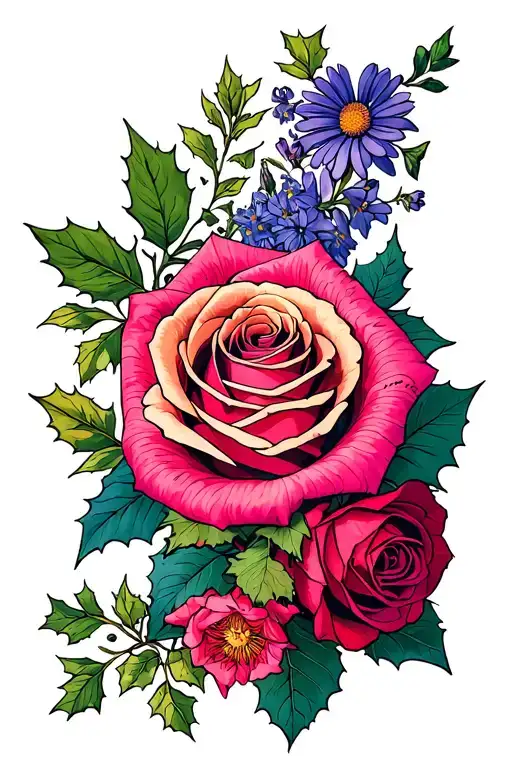 Rose And Holly And Violet And Aster And Morning G T S Connected