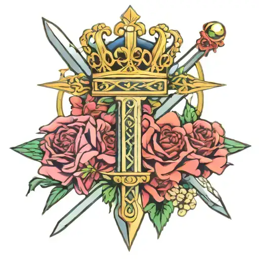 Three Swords Crossed Queens Crown Princes Crown Celtic Cross