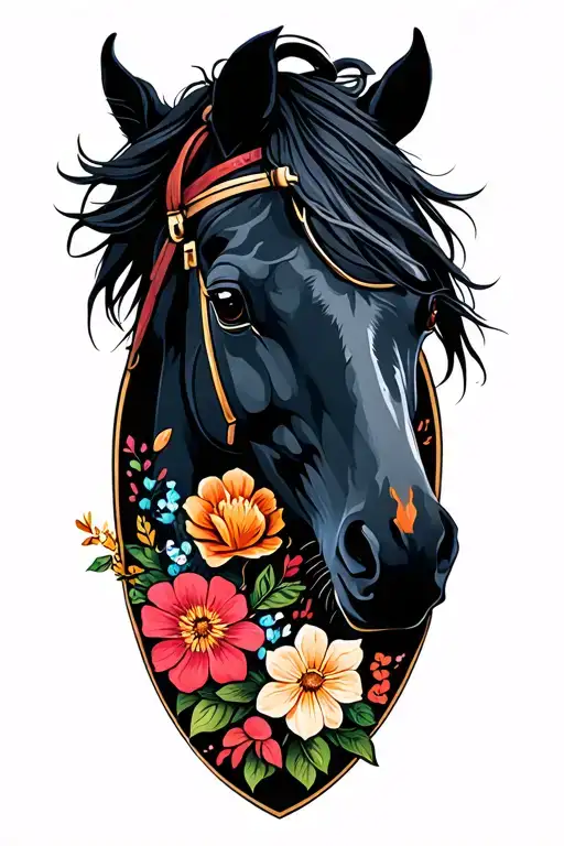 War Horse And Flowers