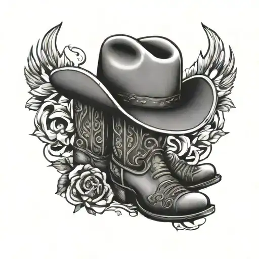 Cowboy Boots And Hat