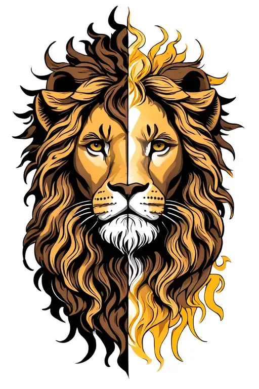 Half Lion Half Jesus Face