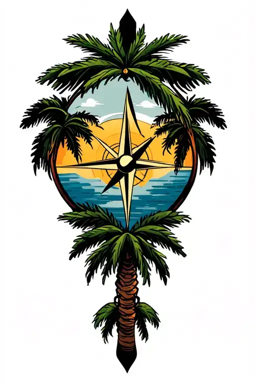 Compass Plane Palm Trees