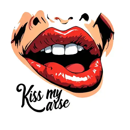 A Mouth Puckered And The Words 'Kiss My Arse'