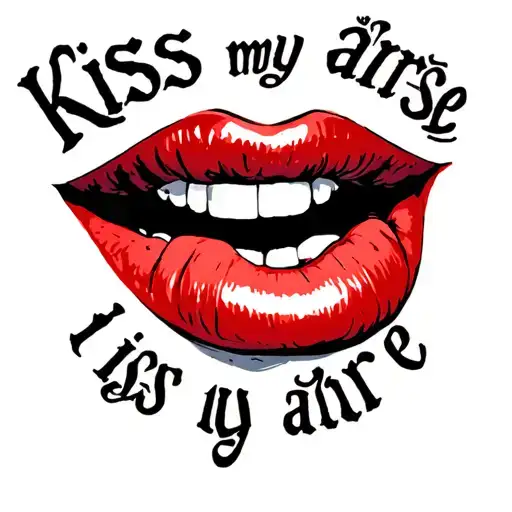 A Mouth Puckered And The Words 'Kiss My Arse'