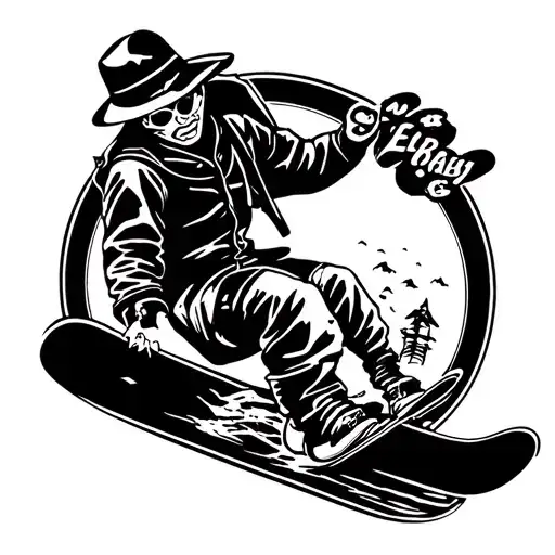 Design A Tattoo In A Sailor Jerry Style With A Snowboarding Japanese Theme