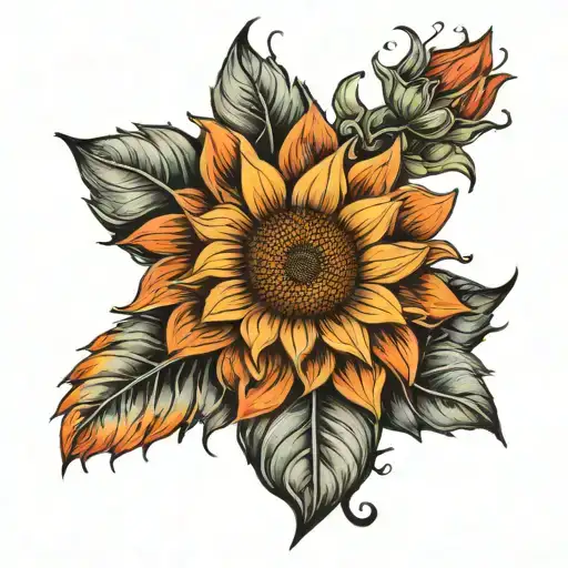 Red Orange Sunflower