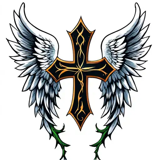 Wing Cross Thorns Vines