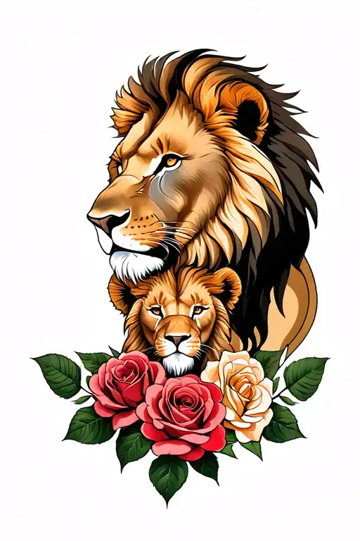 Roses Growing Mum Lion And Son Lion Head