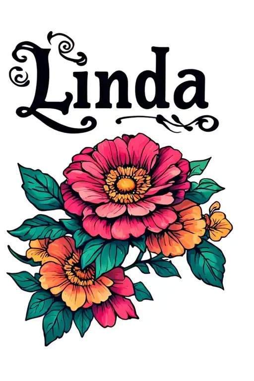 The Name Linda Incorporated With Flowers