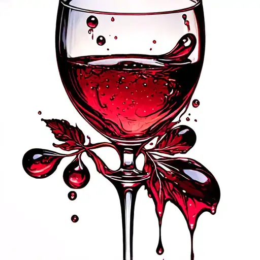 Glass Of Wine Drops Dripping