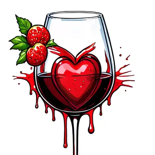Glass Of Wine Dripping Blood Heart