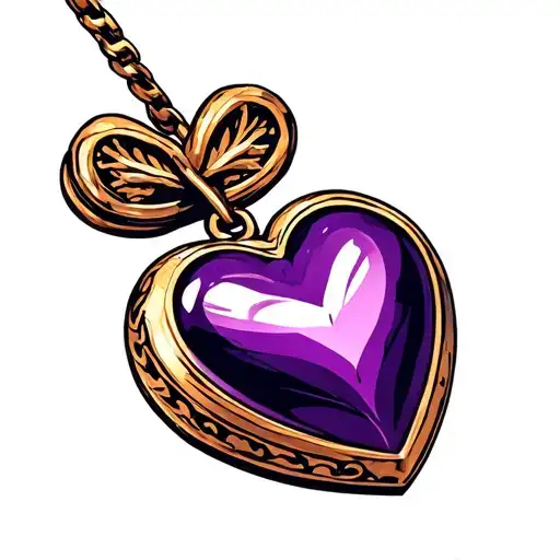 Property Of Richpapi In A Purple Heart Shaped Locket