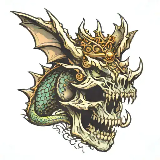 Dragon With Skull Wearing A Crown